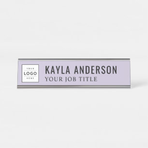 Modern Lavender Purple Logo Employee Desk Name Plate
