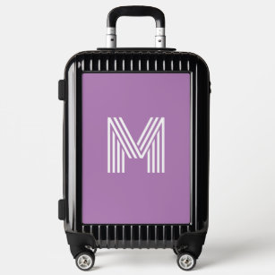 Modern Lavender Purple Monogram Carry On Rolling Luggage