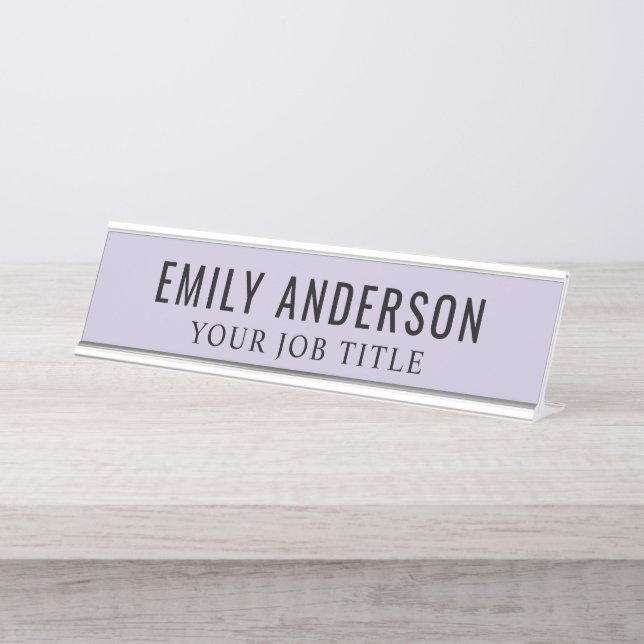 Modern Lavender Purple Office Employee Desk Name Plate (Front)