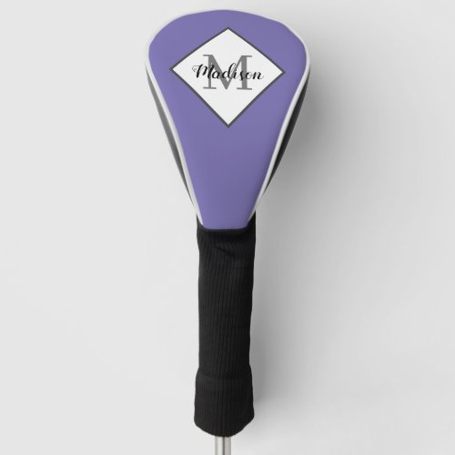 Modern Lavender Purple Script Monogram Name Golf Head Cover