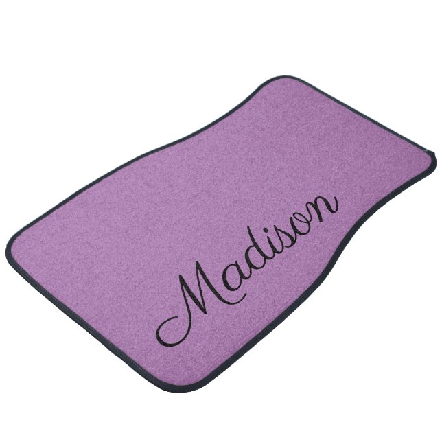 Modern Lavender Purple Script Personalized Car Floor Mat (Angled)