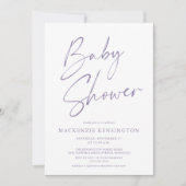 Modern Lavender Purple Simple Script Baby Shower Invitation (Front)