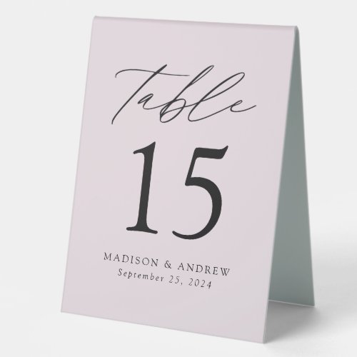 Modern Lavender Purple Wedding Table Number Table Tent Sign