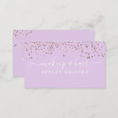 Modern lavender rose gold confetti makeup hair business card (Front/Back)