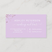 Modern lavender rose gold confetti makeup hair business card (Back)