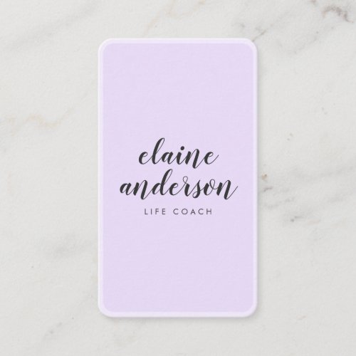 Modern lavender rounded border elegant minimal business card
