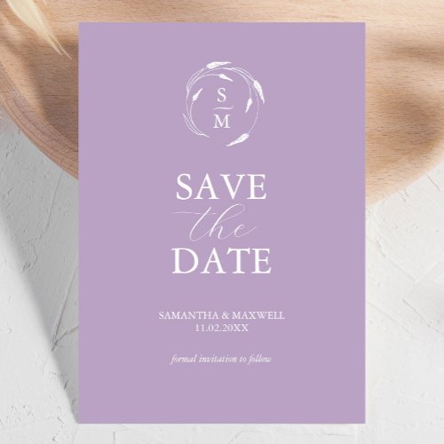 Modern Lavender Save The Date