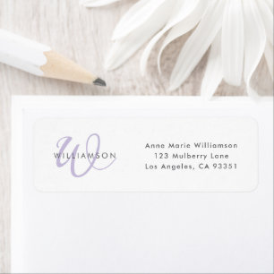 Modern Lavender Script Monogram Label