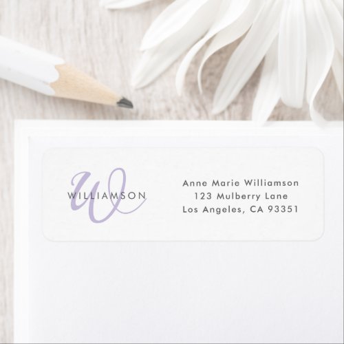 Modern Lavender Script Monogram Label