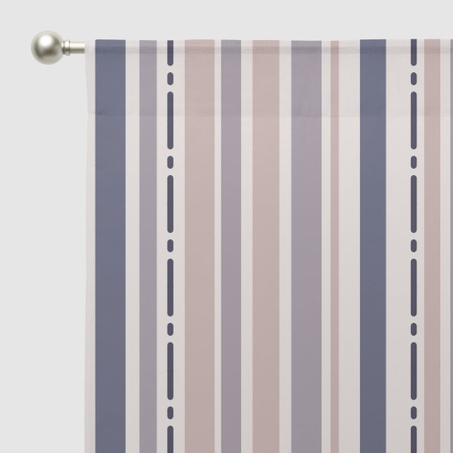 Modern Lavender Shades Stripes and Dashes Sheer Curtains (Pocket)