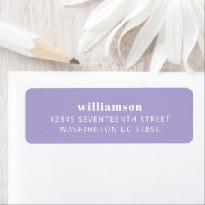 Modern Lavender Simple Last Name Return Address  Label