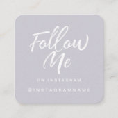 Modern Lavender Social Media Follow Me Photo Square Business Card (Front)