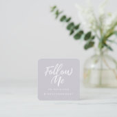 Modern Lavender Social Media Follow Me Photo Square Business Card (Standing Front)