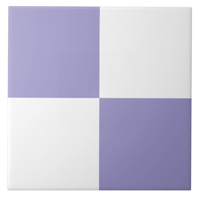 Modern Lavender White Checkered Ceramic Tile (Front)