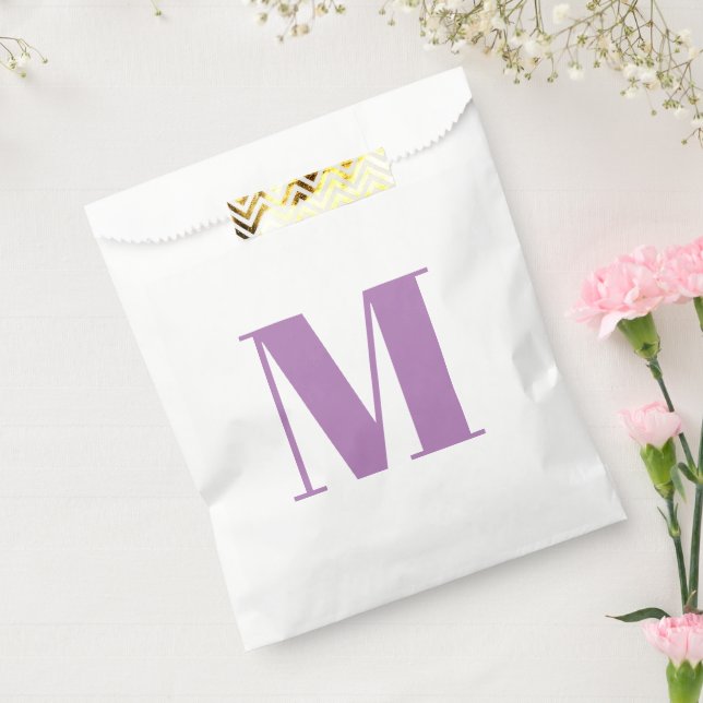 Modern lavender white custom monogram initial chic favor bag (Sealed)