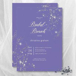 Modern Lavender White Glam Diamonds Bridal Brunch Invitation
