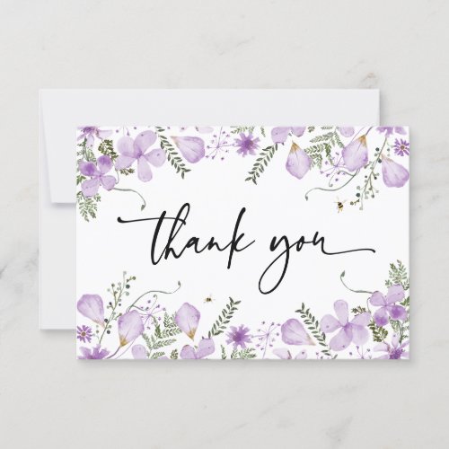 Modern Lavender Wildflowers Thank You Card