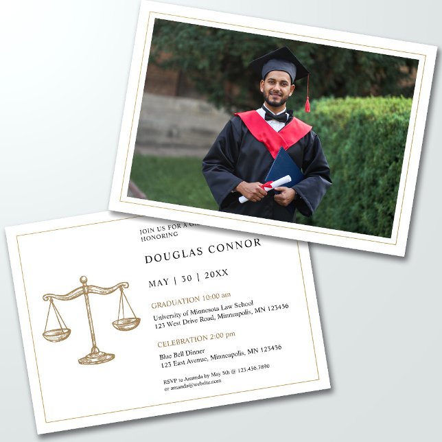 Modern Law School Graduation Celebration Invitation (Creator Uploaded)