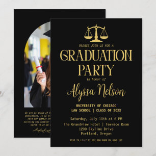Modern Law School Graduation Party Photo Invitation