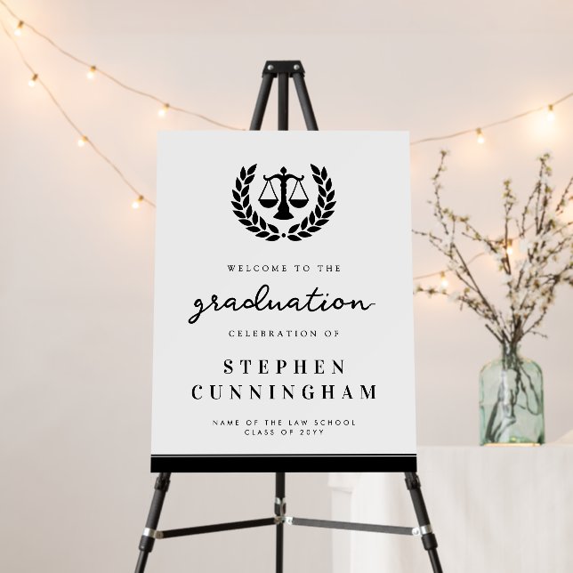 Modern Law School Graduation Party Welcome Foam Board (In Situ (Stand))