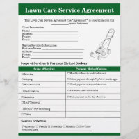 Modern Lawn Care Agreement Form Template