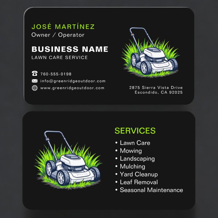 Modern Lawn Care And Maintenance Business Card