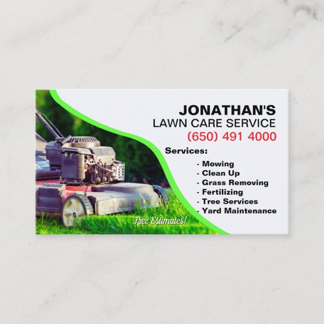 Modern lawn care business card mowing (Front)