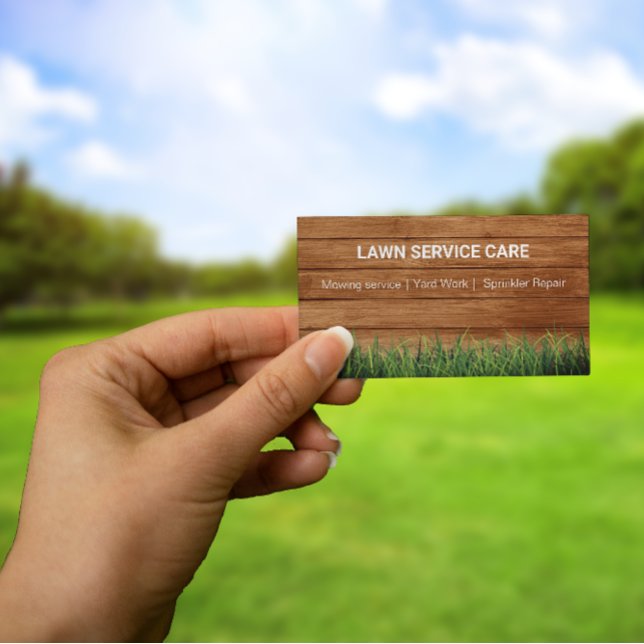 Modern Lawn Care Green Grass Business Card (Creator Uploaded)