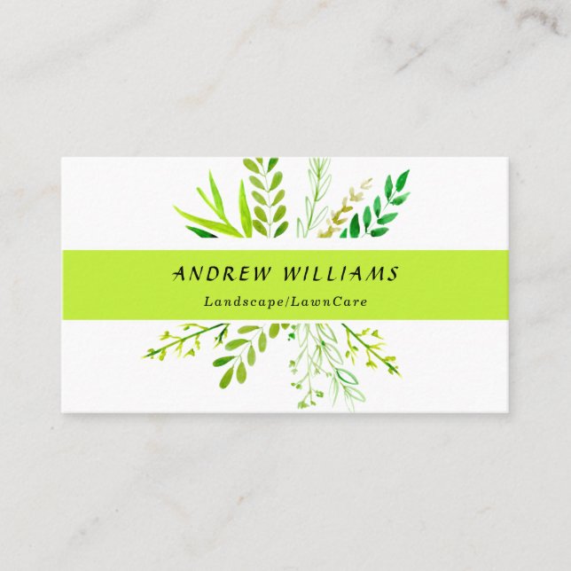 Modern Lawn Care Landscaping Business Card (Front)