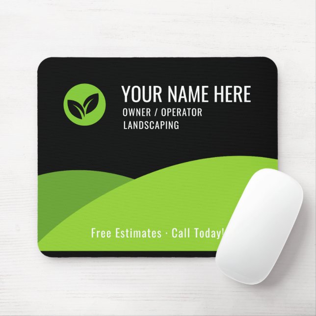 Modern Lawn Care Landscaping Business Mouse Pad (With Mouse)
