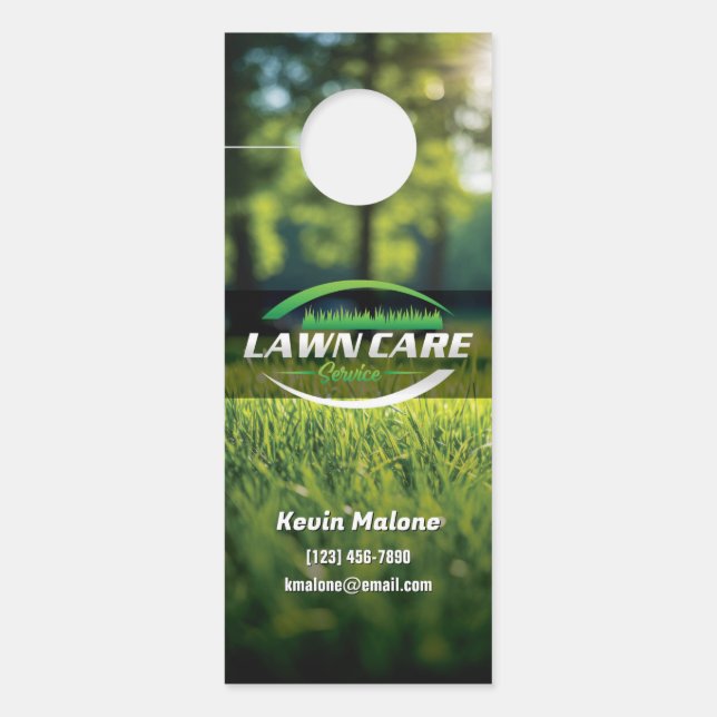 Modern Lawn Care & Landscaping Door Hanger – Gre (Front)