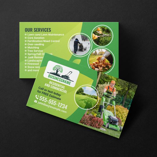 Modern Lawn Care Landscaping Gardening Services Business Card