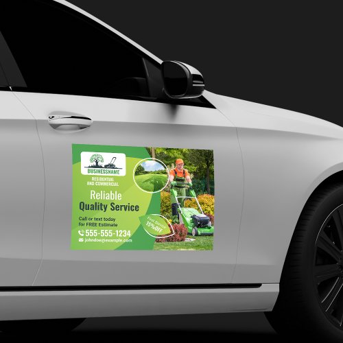 Modern Lawn Care Landscaping Gardening Services Car Magnet