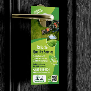 Modern Lawn Care Landscaping Gardening Services Door Hanger