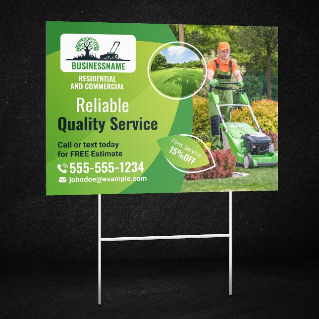 Modern Lawn Care Landscaping Gardening Services Sign (Creator Uploaded)
