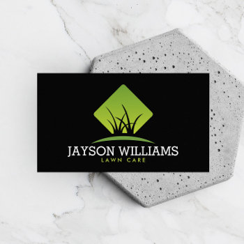 Modern Lawn Care/landscaping Grass Logo Black Business Card by 1201am at Zazzle