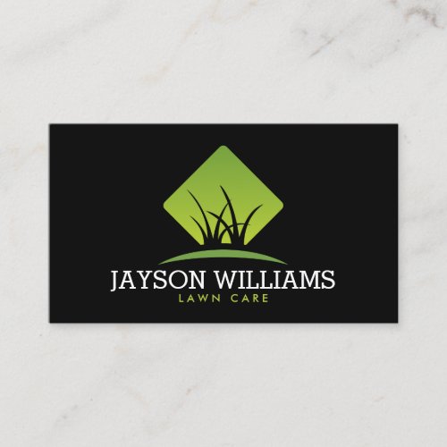 Modern Lawn Care/Landscaping Grass Logo Black Business Card