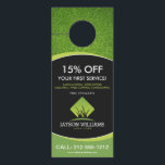 Modern Lawn Care/Landscaping Grass Logo Black Door Hanger<br><div class="desc">A clean and modern logo design of silhouetted blades of grass rest above your name or business name on this promotional door hanger. Update the text fields with your own unique discount or offering. This double-sided door hanger provides plenty of space to list your services, contact info and additional details....</div>