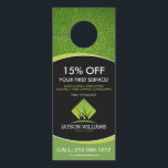 Modern Lawn Care/Landscaping Grass Logo Black Door Hanger<br><div class="desc">A clean and modern logo design of silhouetted blades of grass rest above your name or business name on this promotional door hanger. Update the text fields with your own unique discount or offering. This double-sided door hanger provides plenty of space to list your services, contact info and additional details....</div>