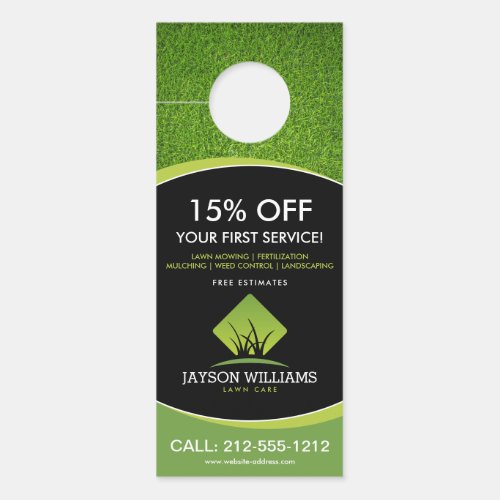 Modern Lawn CareLandscaping Grass Logo Black Door Hanger