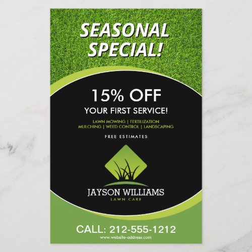 Modern Lawn CareLandscaping Grass Logo Black Flyer