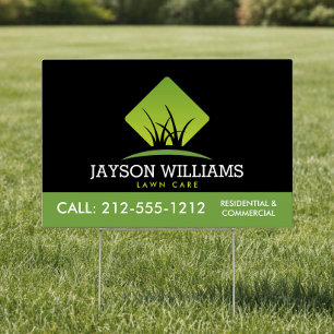 Modern Lawn Care/Landscaping Grass Logo Black Sign