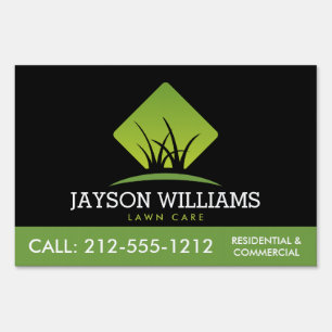 Modern Lawn Care/Landscaping Grass Logo Black Sign
