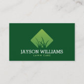 Modern Lawn Care/Landscaping Grass Logo Green Business Card (Front)