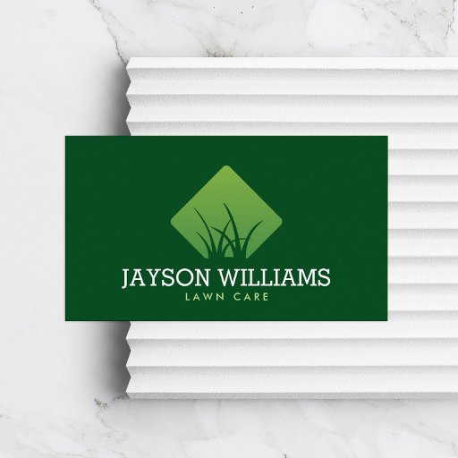 Customizable Modern Lawn Care/Landscaping Grass Logo Green Business Card