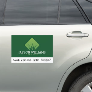 Modern Lawn Care/Landscaping Grass Logo Green Car Magnet