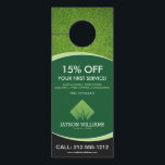 Modern Lawn Care/Landscaping Grass Logo Green Door Hanger<br><div class="desc">A clean and modern logo design of silhouetted blades of grass rest above your name or business name on this promotional door hanger. Update the text fields with your own unique discount or offering. This double-sided door hanger provides plenty of space to list your services, contact info and additional details....</div>