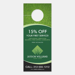 Modern Lawn Care/Landscaping Grass Logo Green Door Hanger