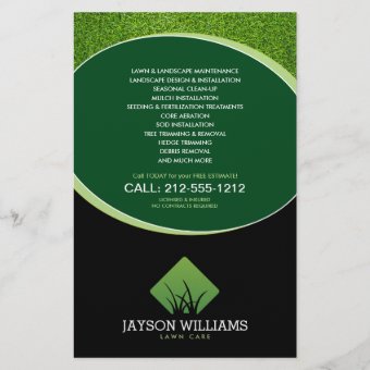 Modern Lawn Care/Landscaping Grass Logo Green Flyer | Zazzle