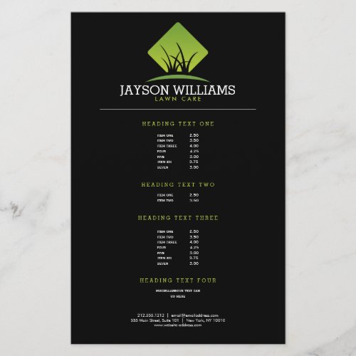 Modern Lawn CareLandscaping Grass Logo Price List Flyer